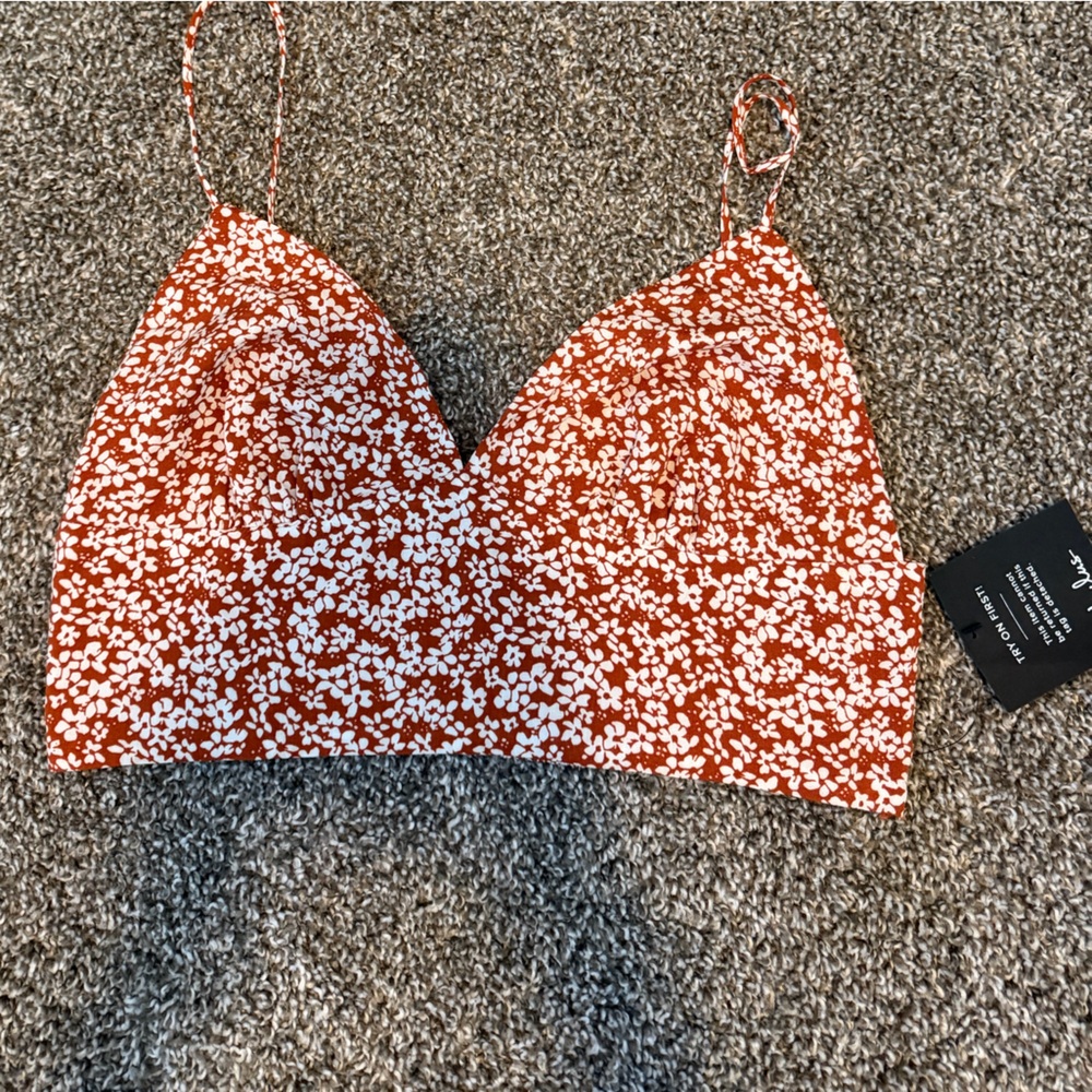 Lulu's Rust and White Smocked Top NWT